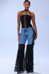 CAN'T DECIDE TULLE AND LACE DENIM JEANS
