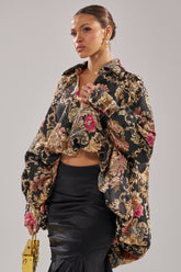 HIGH SOCIETY HIGH LOW BROCADE BLOUSE