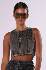 ZIP ME UP DENIM TANK