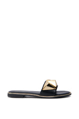 AKIRA BENNO BLACK SLIP ON SANDAL