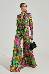 ON VACAY WIDE LEG PANT IN GREEN MULTI