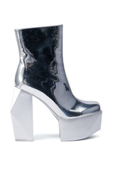 AZALEA WANG CELLINA CHROME SILVER BOOTIE