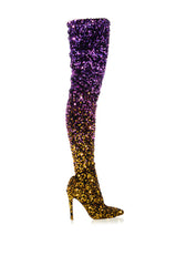 AZALEA WANG ELLIANA SEQUIN MULTI STILETTO BOOT