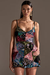 MIXED EMOTIONS BROCADE MINI DRESS