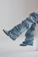 AZALEA WANG HAWSTON DENIM WESTERN FOLD-OVER BOOT