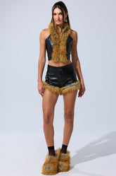 DONT TOUCH SHORT WITH FUR TRIM