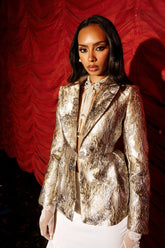 CANARY PEPLUM BLAZER IN CHAMPAGNE