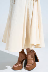 AKIRA KNAPP BROWN CORK PLATFORM SANDAL