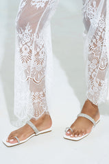 AKIRA LAVEDA WHITE EMBELLISHED FLAT SANDAL