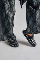 AZALEA WANG TURIN BLACK METAL EMBELLISHMENT FLAT