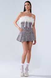 TWEED PLEATED MINI SKIRT