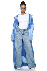 LYLA ULTRA FUZZY COLORBLOCK HOODED CARDIGAN