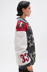 FLIP THE SWITCH PATCHWORK DETAILED JERSEY TOP