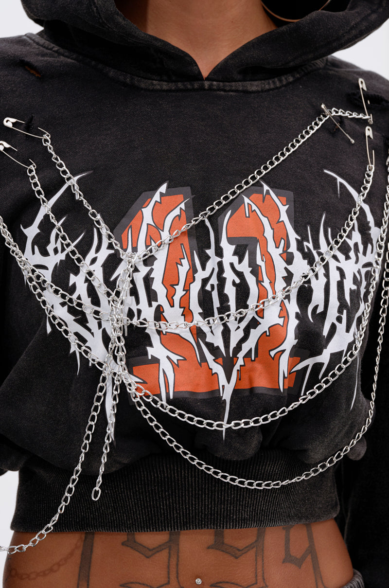 LUCKY ELEVEN CHAIN CROP SWEATSHIRT