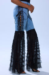 CAN'T DECIDE TULLE AND LACE DENIM JEANS