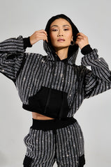 MELINA EMBELLISHED HOODED SWEATSHIRT