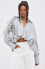 NEW RULES HIGH LOW BLOUSE IN GREY