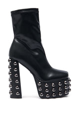 AZALEA WANG AKITO BLACK GUN METAL STUDDED PLATFORM BOOTIE