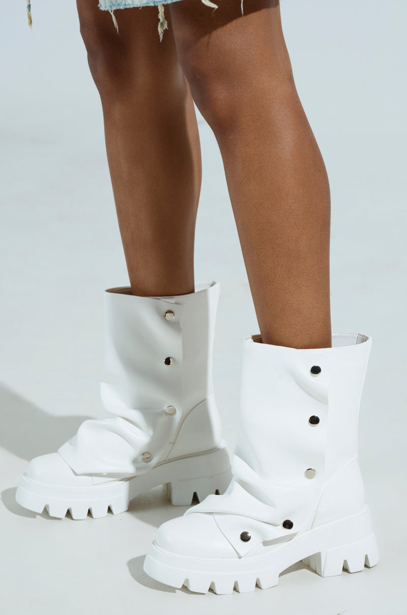 AZALEA WANG BHARTI WHITE SNAP BOOTIE