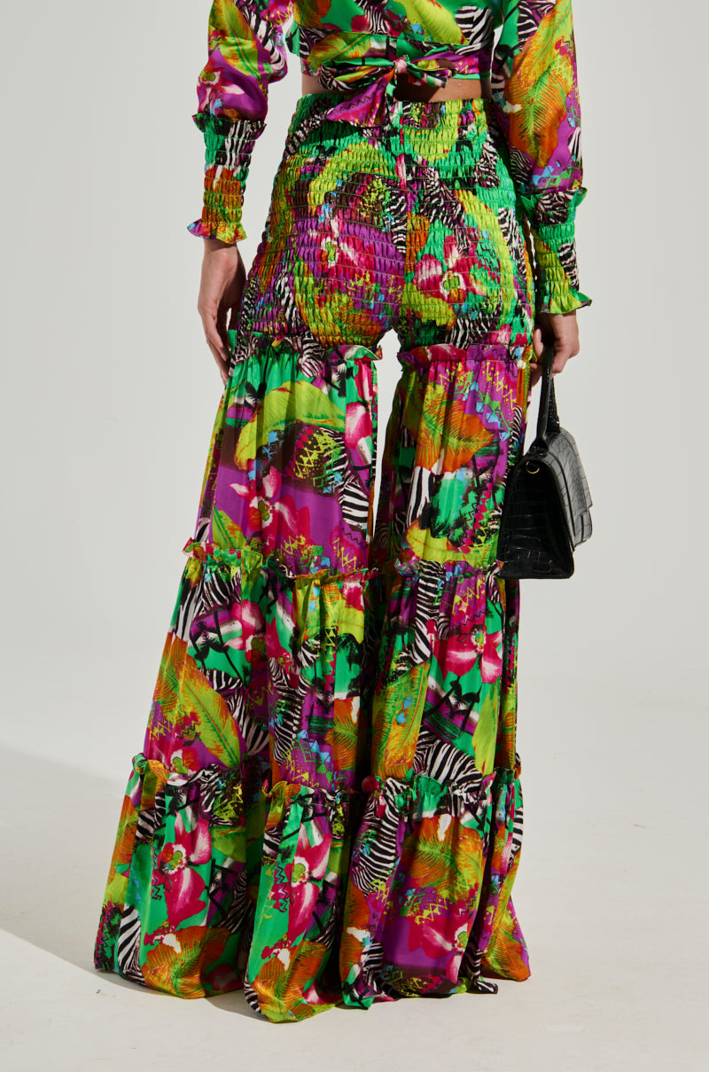 ON VACAY WIDE LEG PANT IN GREEN MULTI