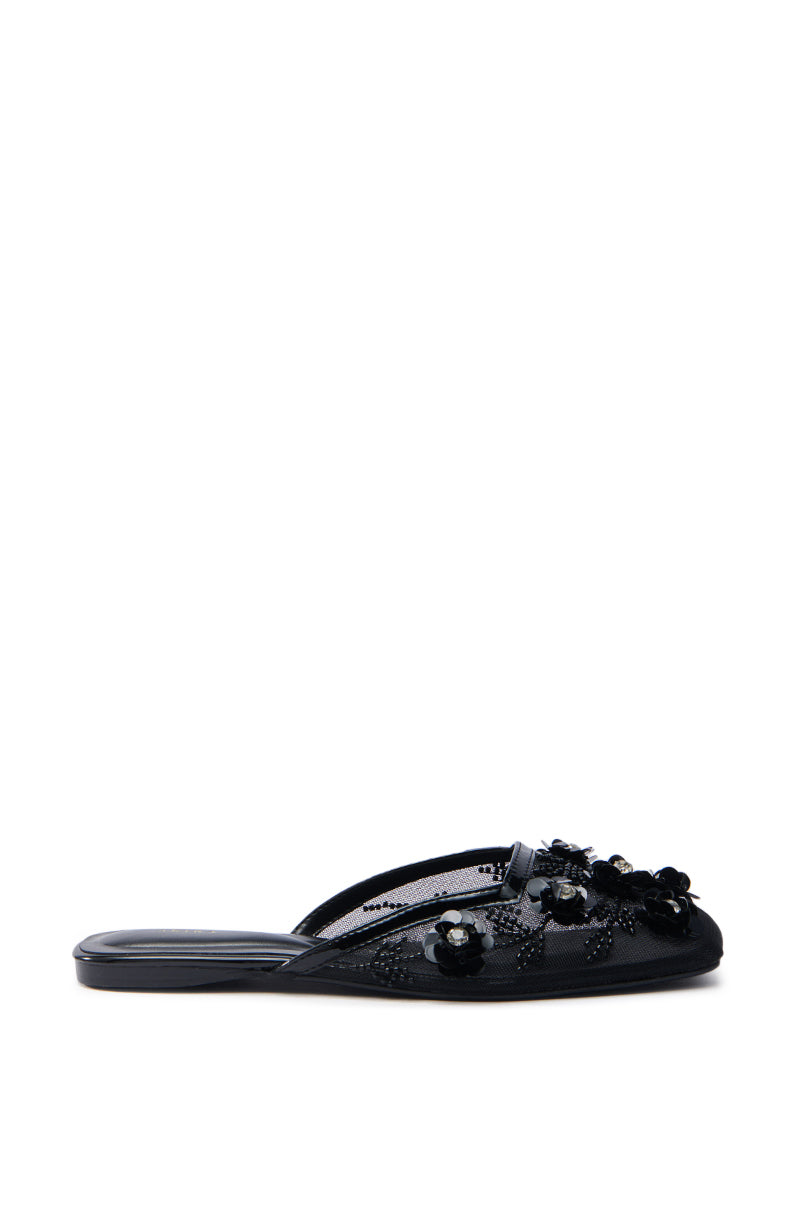 AKIRA CHERINA BLACK FLAT WITH EMBELLISHMENT