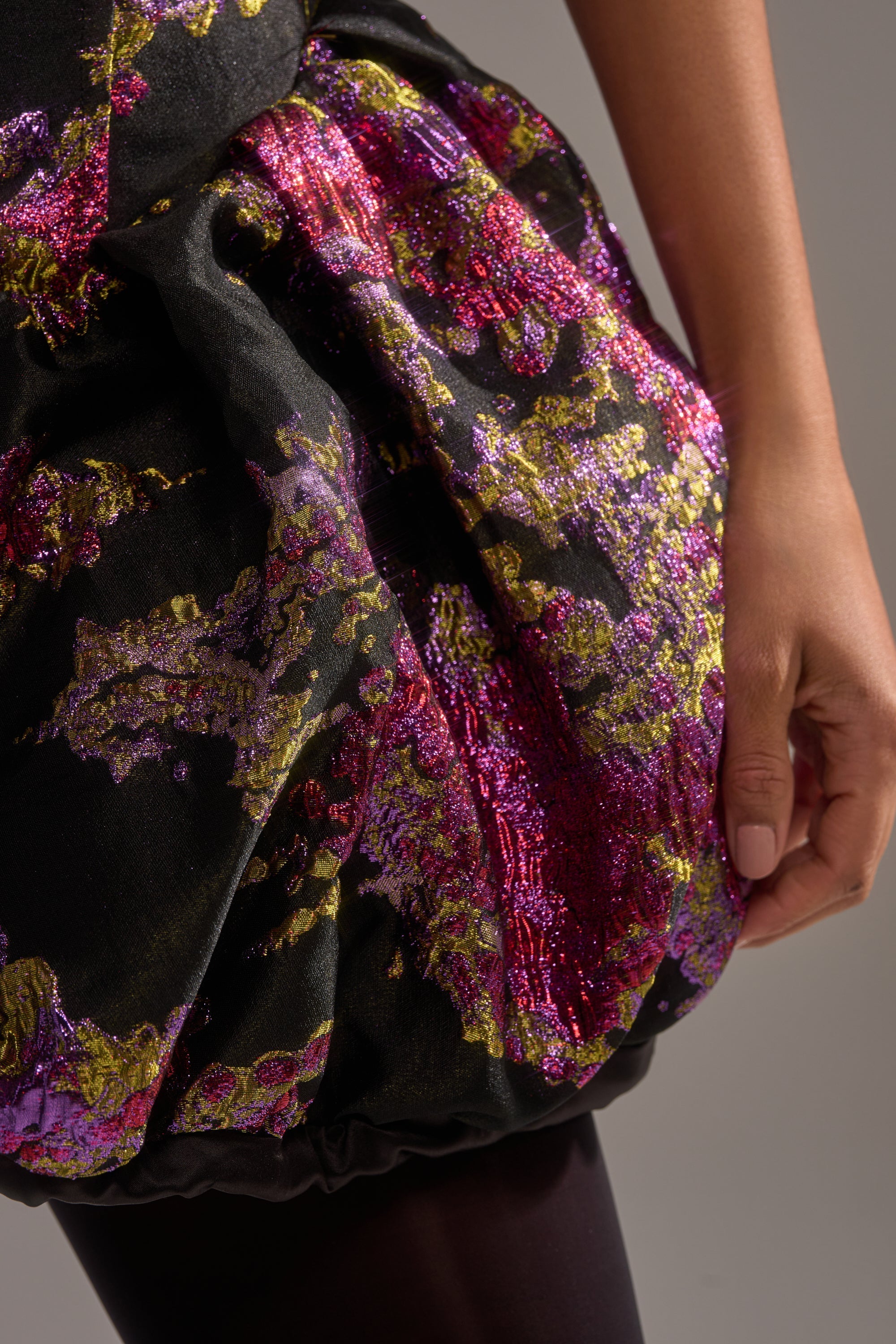 SHOW STOPPER BROCADE MINI DRESS IN PURPLE