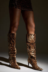 AZALEA WANG GRANT RHINESTONE LEOPARD SLOUCH BOOT