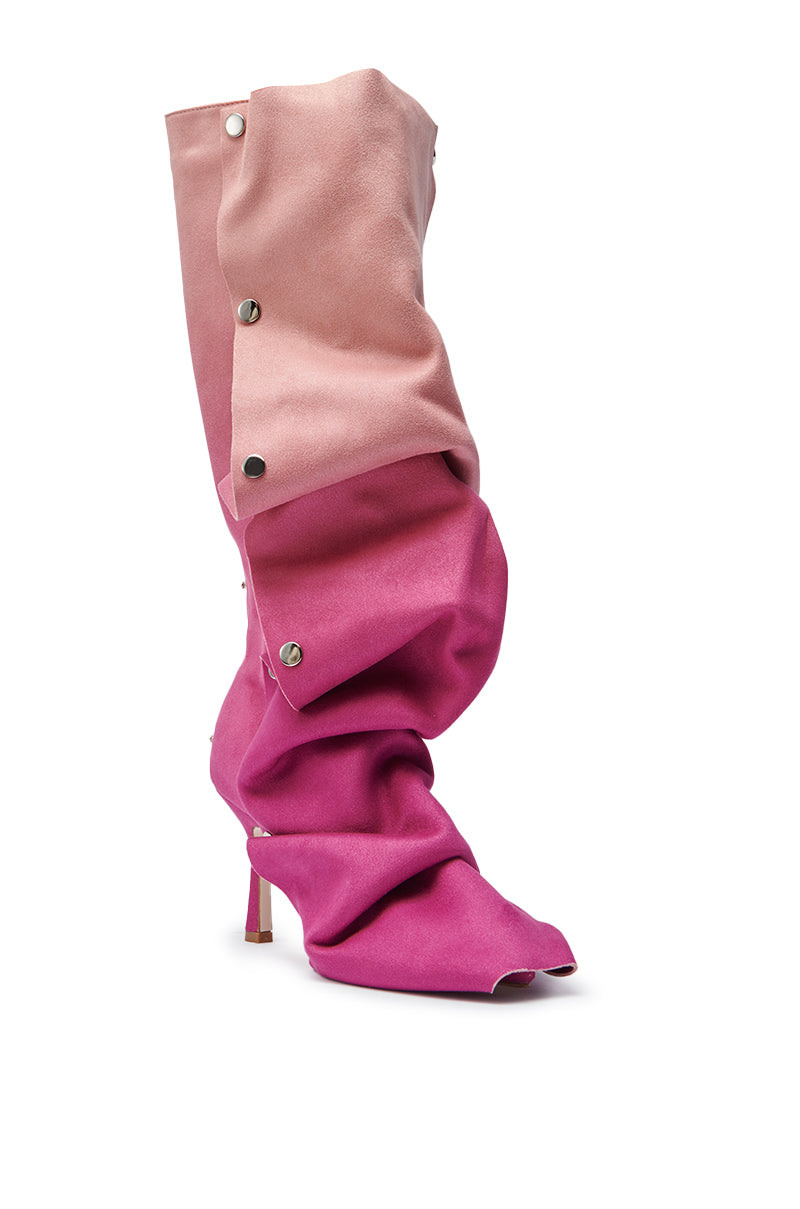 AZALEA WANG IMOGINE PINK MULTI FAUX SUEDE BOOT
