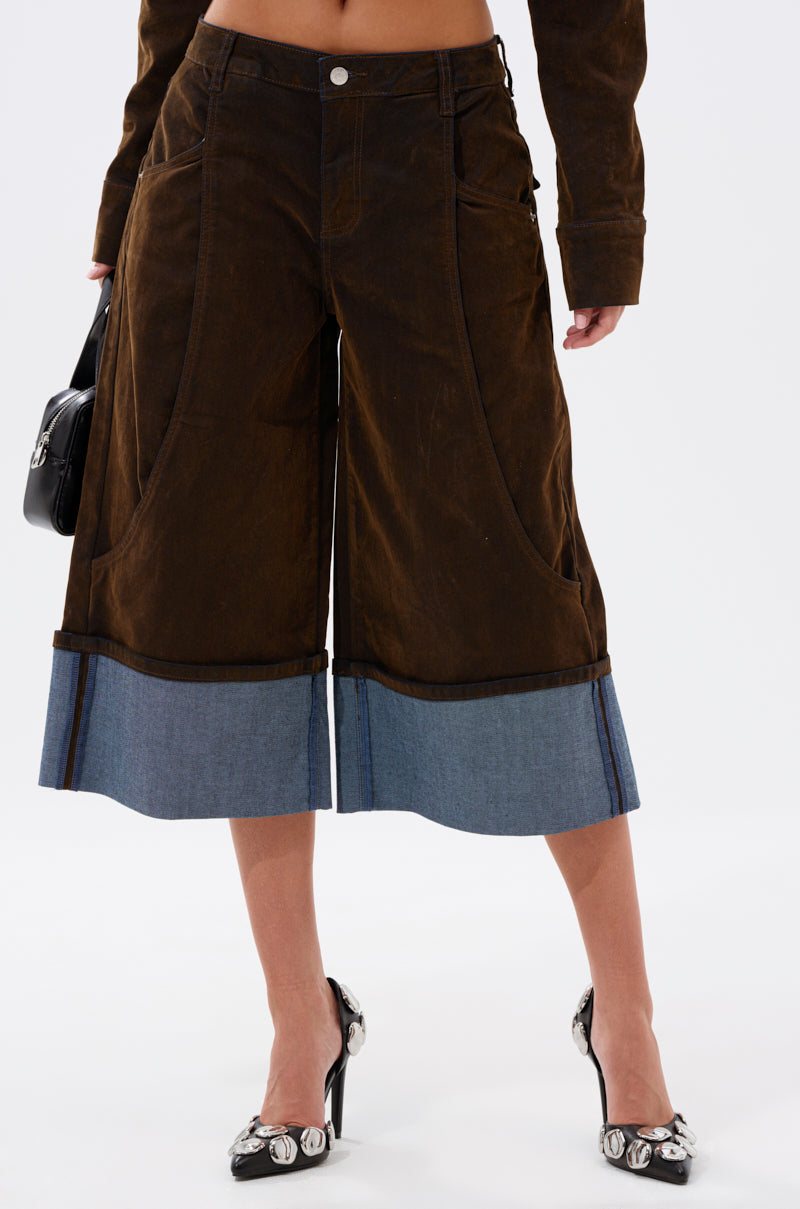 FALL VIBES VELVET BERMUDA SHORT