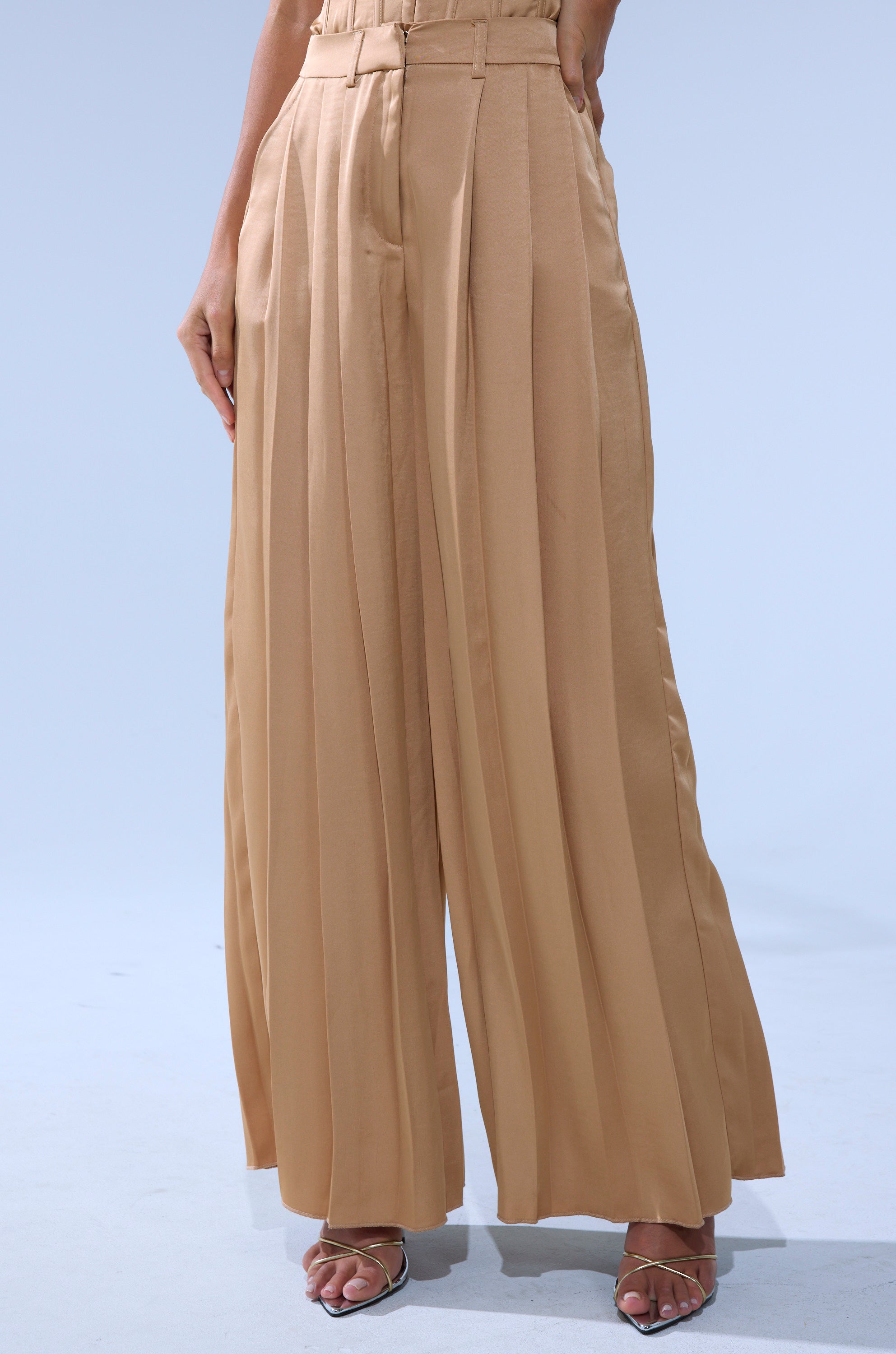 HANSEL MOCHA SATIN PALAZZO PANT