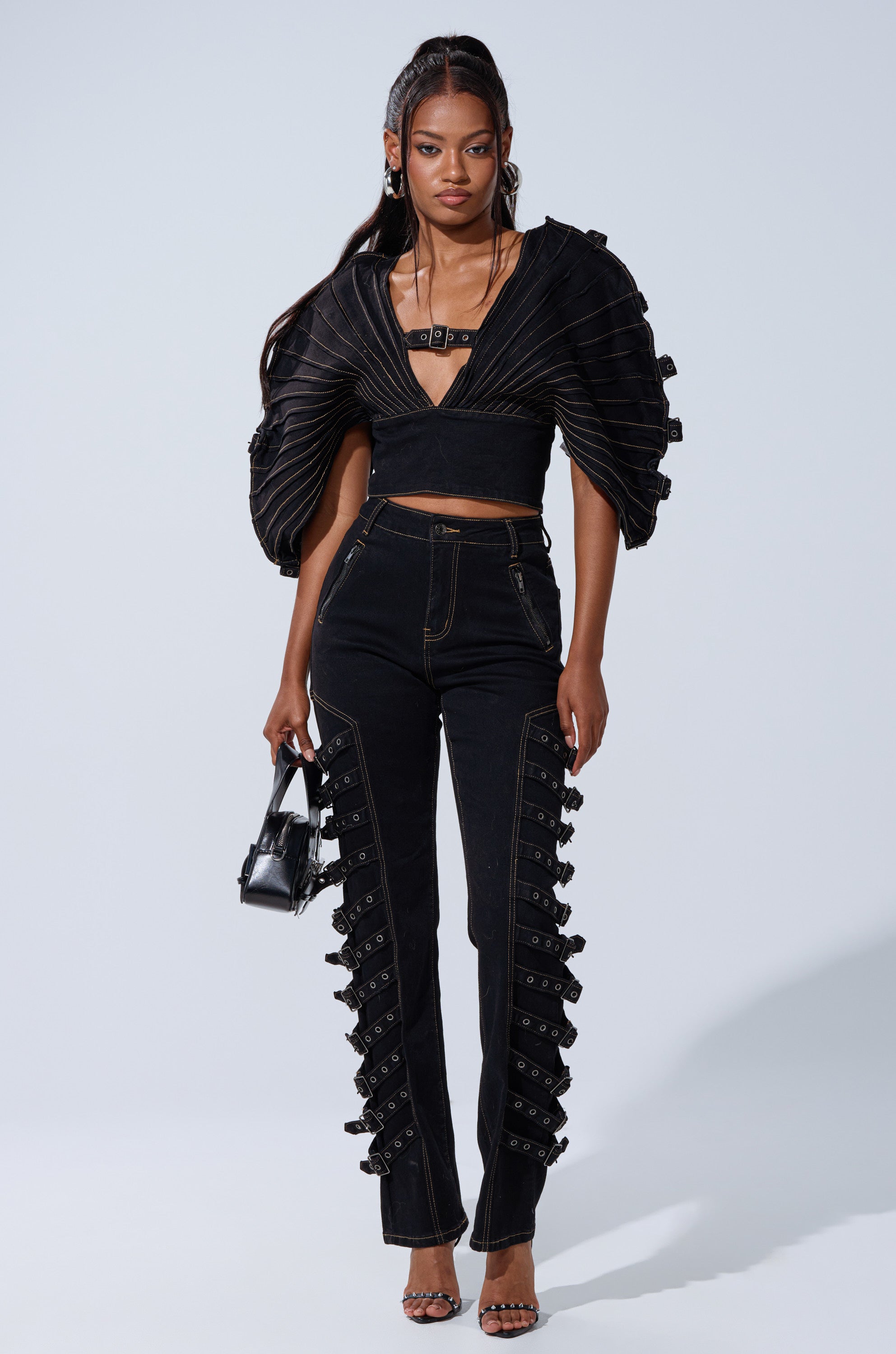 BUCKLE UP SKINNY DENIM PANT