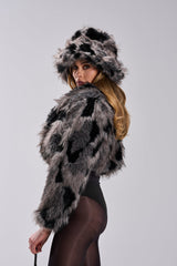 AUSTIN CROPPED FAUX FUR IN GREY