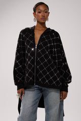 BLING BLING OVERSIZED ZIP UP SWEATSHIRT