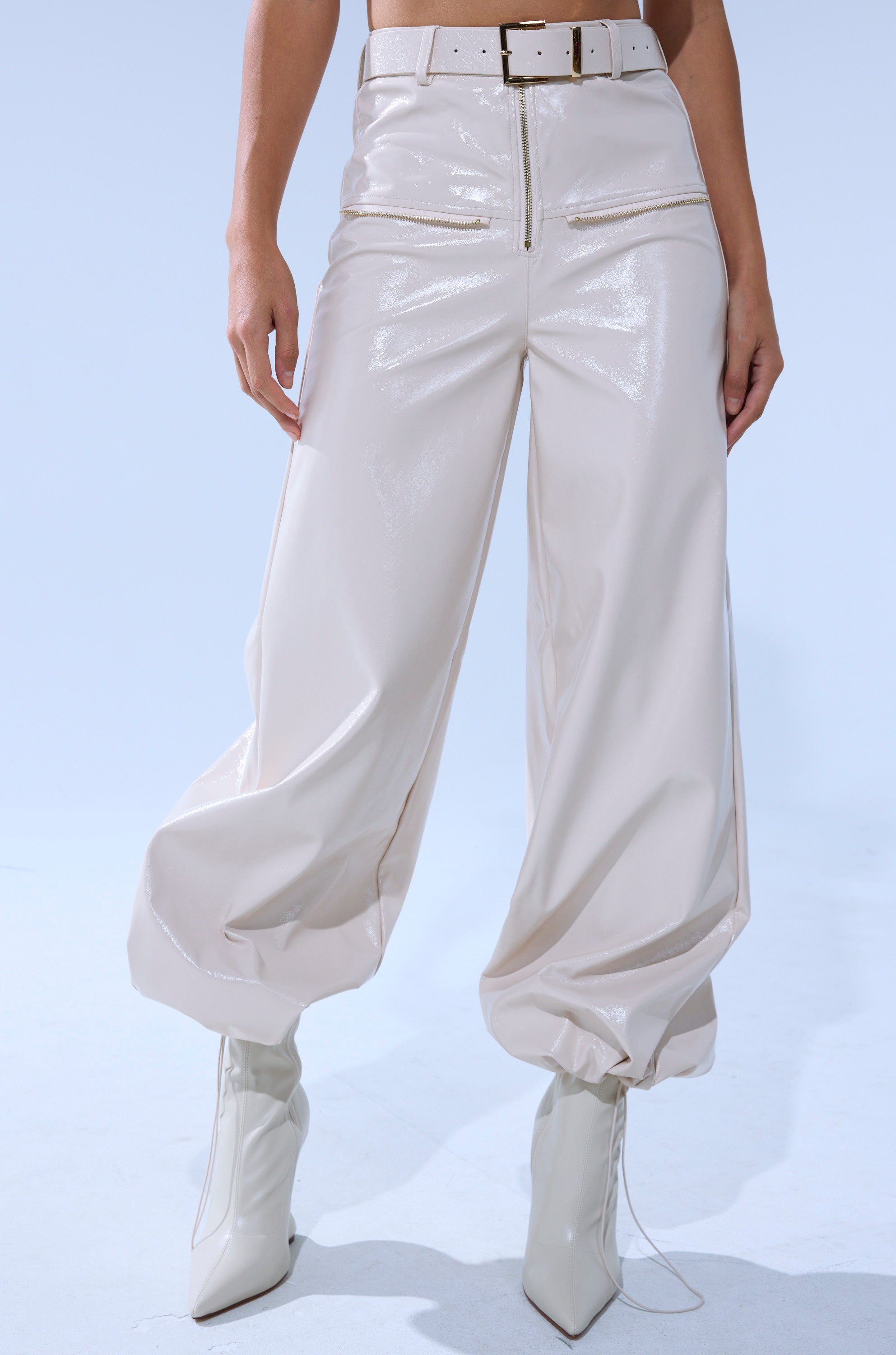 SHOW STOPPER FAUX LEATHER CARGO TROUSER