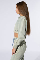 SOCIAL STATUS PULLOVER DENIM SWEATSHIRT