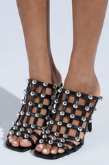 AZALEA WANG JULEATE BLACK CAGED SANDAL