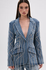 STANDOUT EMBELLISHED DENIM BLAZER