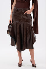 RELAX WITH ME CROCODILE MIDI SKIRT