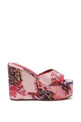 AZALEA WANG KEYARA PINK EMBELLISHED WEDGE SANDAL