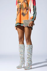 AZALEA WANG LAMARCA RHINESTONE COVERED BOOT IN PINK