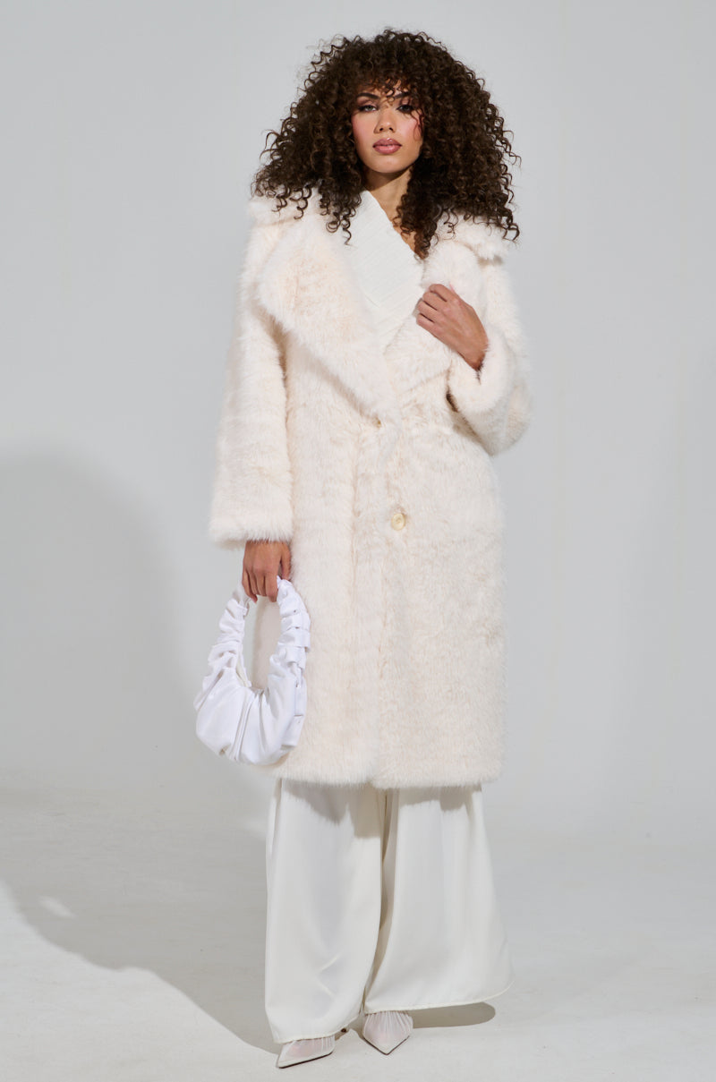 LENOX FAUX FUR TRENCH IN IVORY