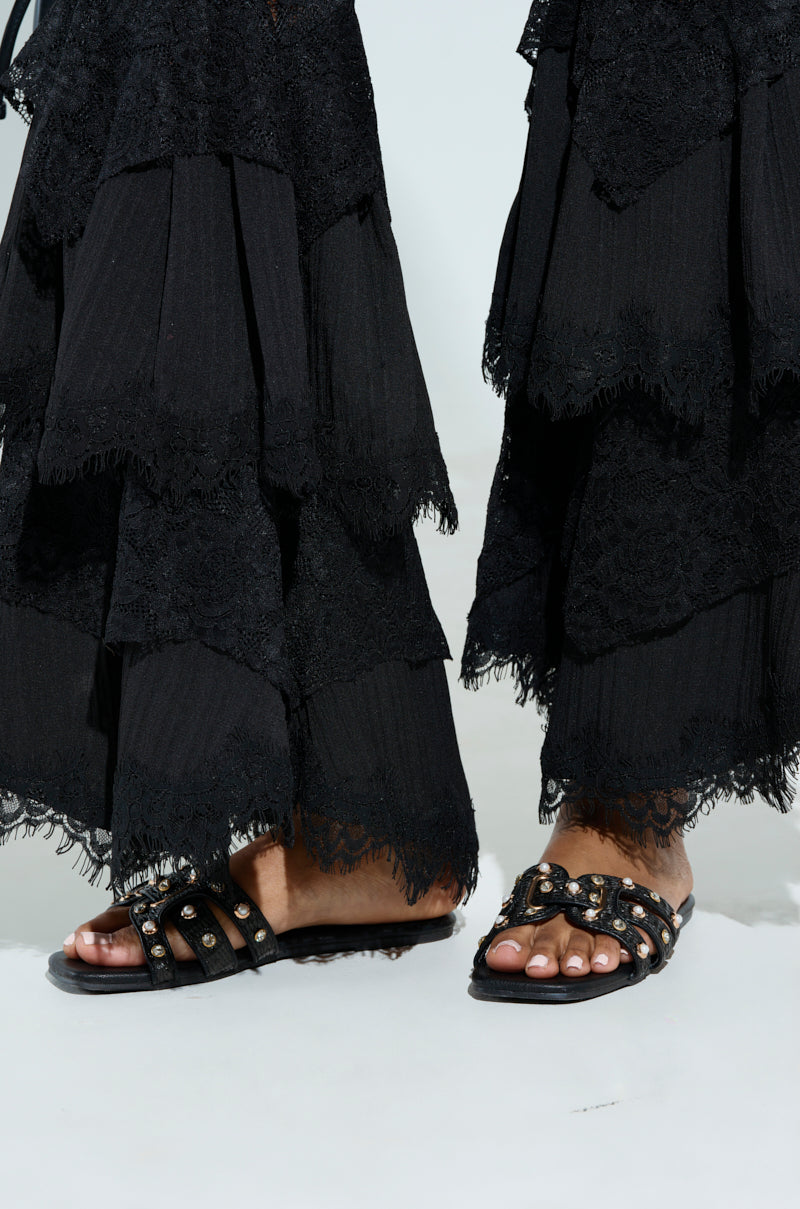 LISA BLACK EMBELLISHED SLIP ON SANDAL