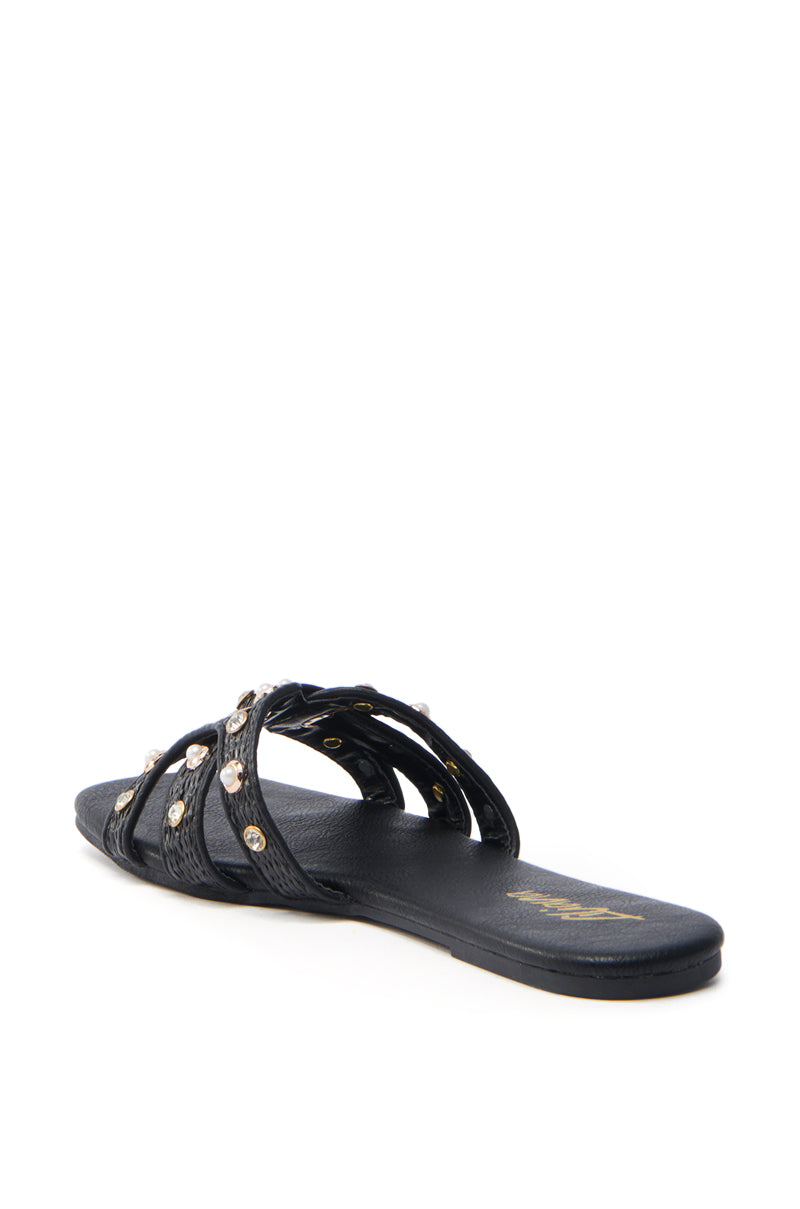 LISA BLACK EMBELLISHED SLIP ON SANDAL
