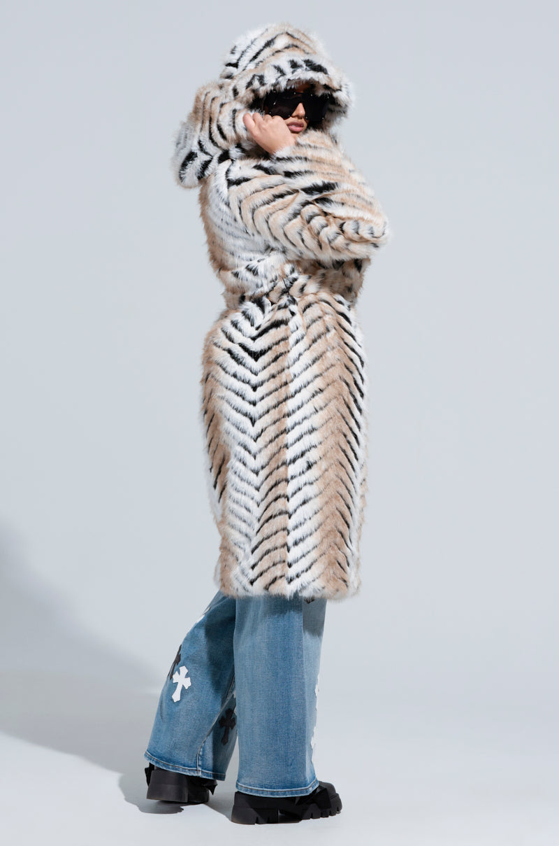 LOLA HOODED FAUX FUR JACKET