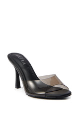 AKIRA RAYA BLACK PVC CHUNKY HEEL SANDAL