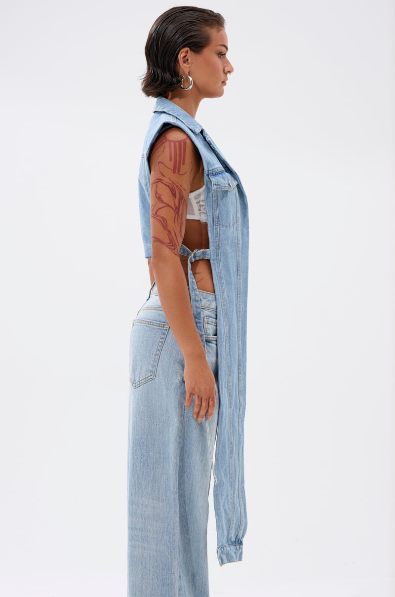 DOWN TO IT SPLIT DENIM VEST