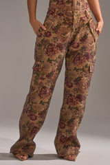 GLAM SQUAD RHINESTONE BROCADE TROUSER