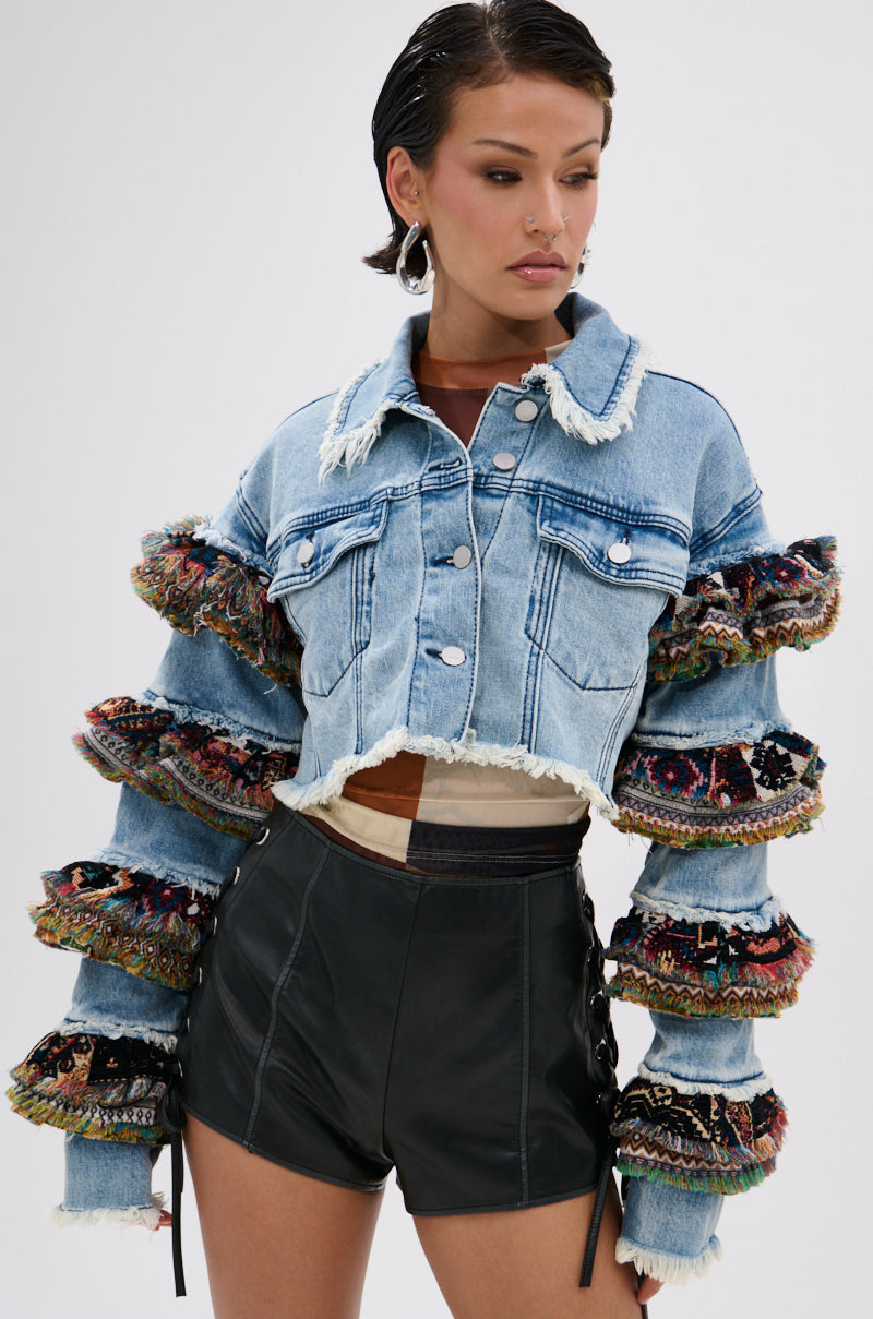 STACKED TAPESTRY DENIM JACKET