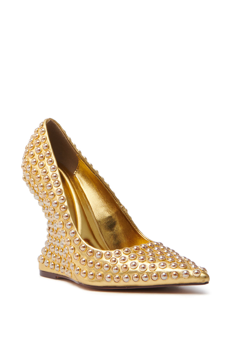 AZALEA WANG TERYN GOLD WEDGE PUMP