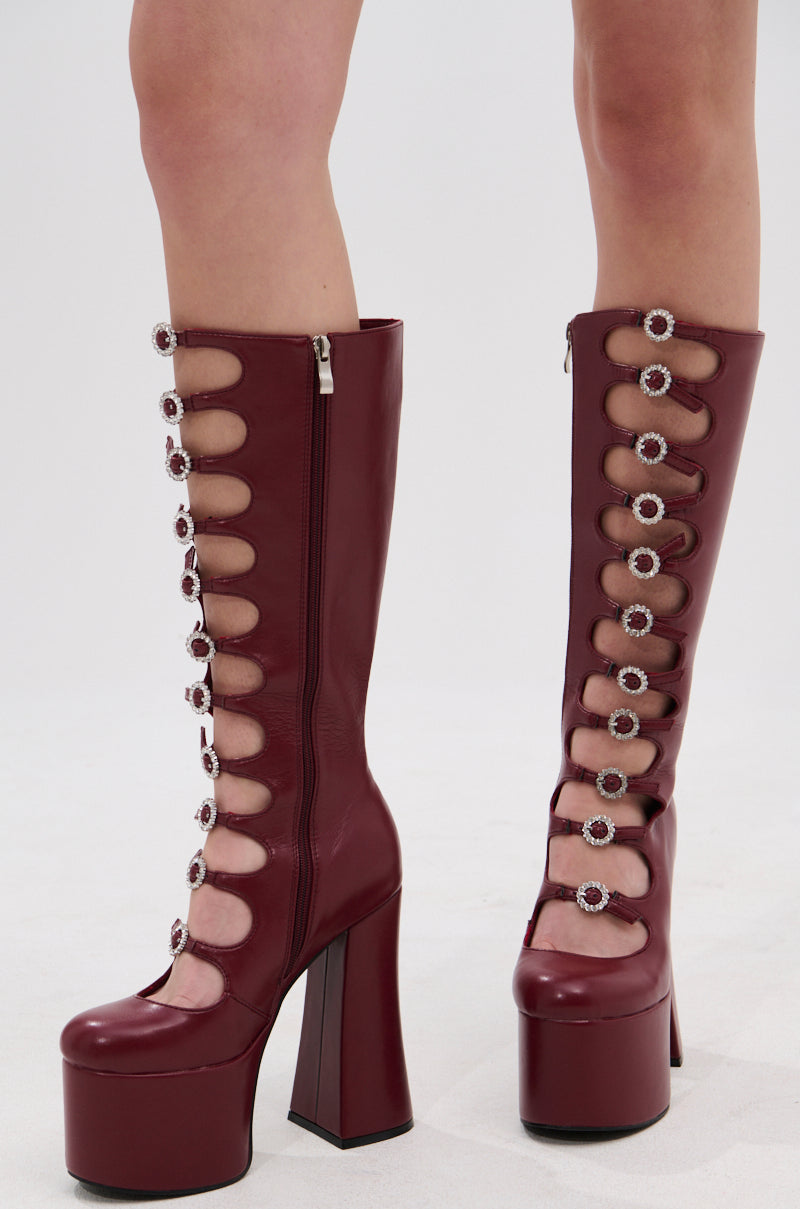 AZALEA WANG TOMLIN BURGUNDY PLATFORM BOOT